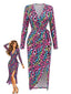 [Vorverkauf] 80er Wickelkleid mit Neon-Leopardenprint und Strick