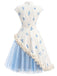 50er Netzkleid mit 3D-Rosen und Polka-Dots