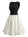 Schwarz-Elfenbein 50er Set mit Top und Rock