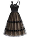 50er Kleid mit Satin-Patchwork und Tüll