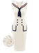 Cremefarbenes 60er Sailor Strick-Kleid mit gerippt und Tasche