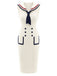 Cremefarbenes 60er Sailor Strick-Kleid mit gerippt und Tasche