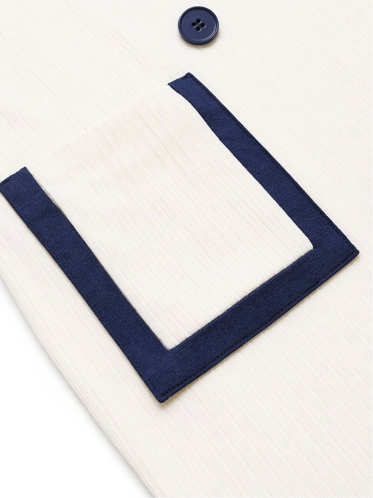 Cremefarbenes 60er Sailor Strick-Kleid mit gerippt und Tasche