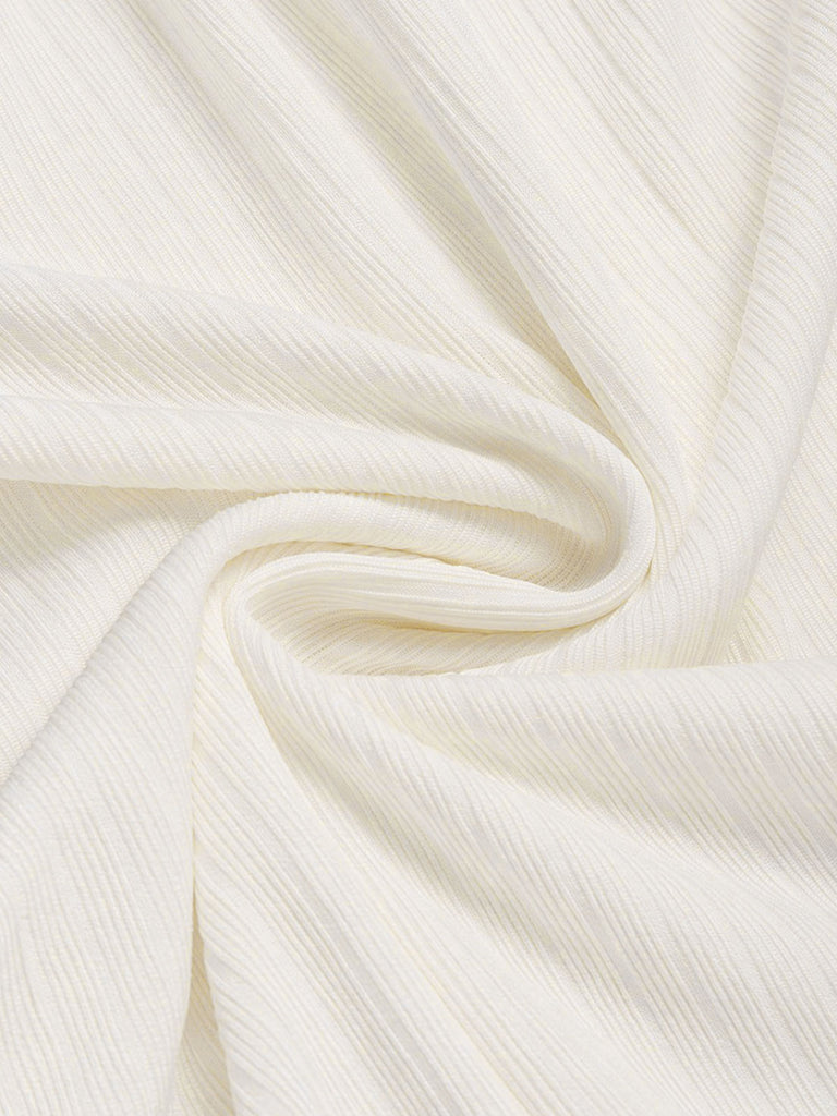 Cremefarbenes 60er Sailor Strick-Kleid mit gerippt und Tasche