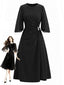 [Vorverkauf] Schwarzes 40er Kleid mit Strass und Schlitzärmeln