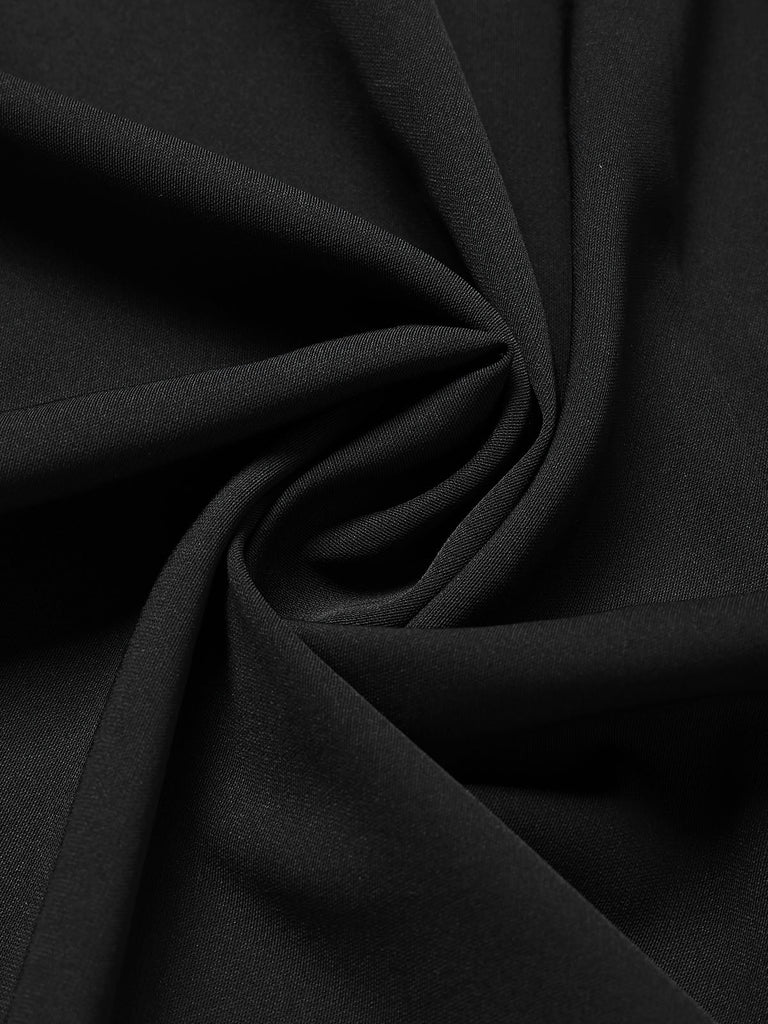 Schwarzes 50er Kleid mit Polka-Dots und Rüschen