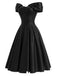 Schwarzes 50er schulterfreies Kleid mit Herzausschnitt