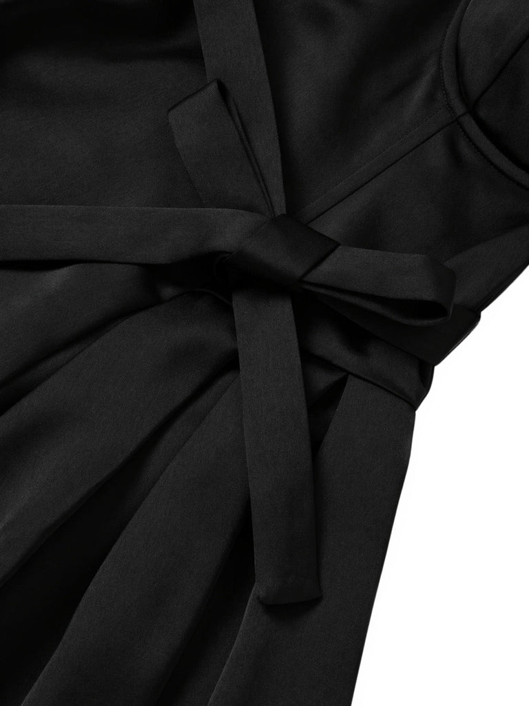 Schwarzes 50er schulterfreies Kleid mit Herzausschnitt