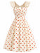 Creme & Rotes 50er Kleid mit Polka-Dots