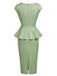 Grünes 60er Bleistiftkleid mit Rundhals und Schleife