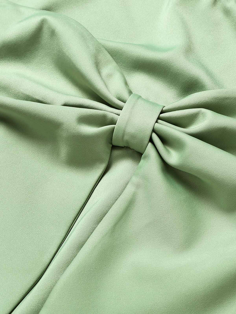 [Vorverkauf] Grünes 60er Bleistiftkleid mit Rundhals und Schleife