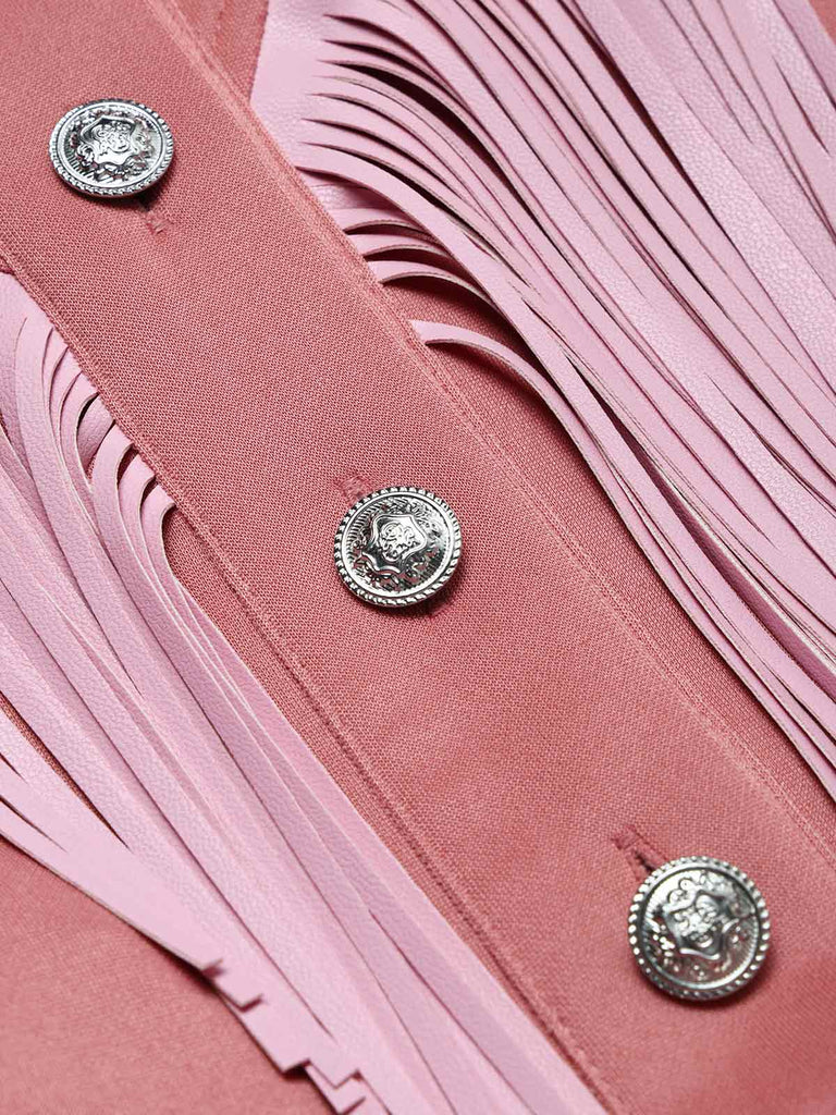 Rosa 70er Jumpsuit mit Neckholder und Reverskragen