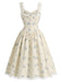 [Pre-Sale] Light Blue 1950s Polka Dot Floral Ruffle Dress 4