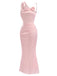 Rosa & Rosa 30er Satin-Meerjungfrauenkleid mit Polka-Dots und 3D