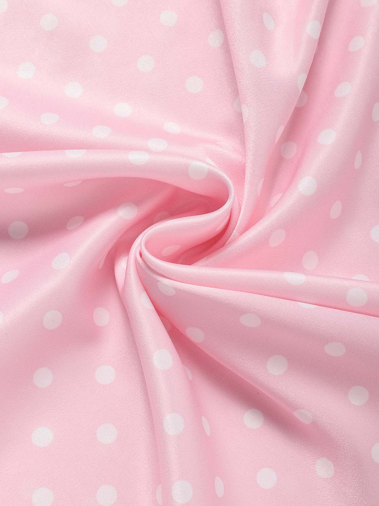 Rosa & Rosa 30er Satin-Meerjungfrauenkleid mit Polka-Dots und 3D