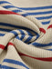 Cremefarbenes 70er Sailor Strick-Kleid mit Streifen