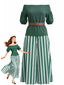 40er schulterfreies Top & Rock Set mit Streifen