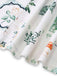 Weißes & Grünes 50er Midikleid mit Spaghettiträger und Schlag