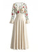 50er Maxikleid mit Blumenstickerei und transparenten Ärmeln