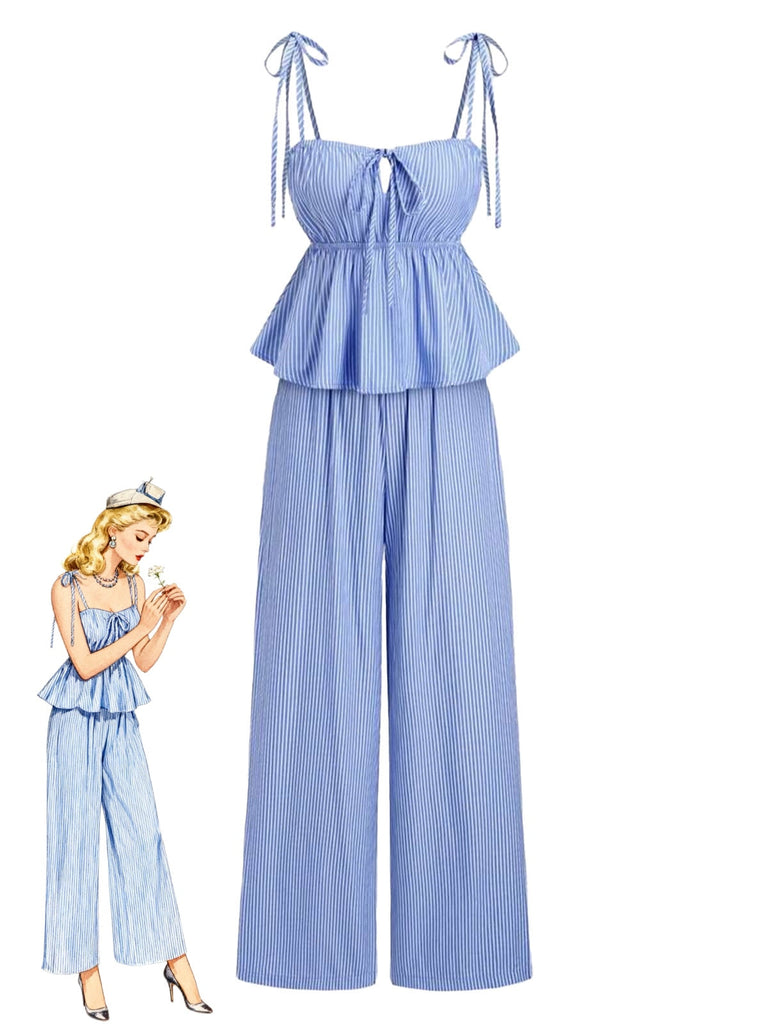 Hellblaue 50er Hose mit Schleife und Bindeband