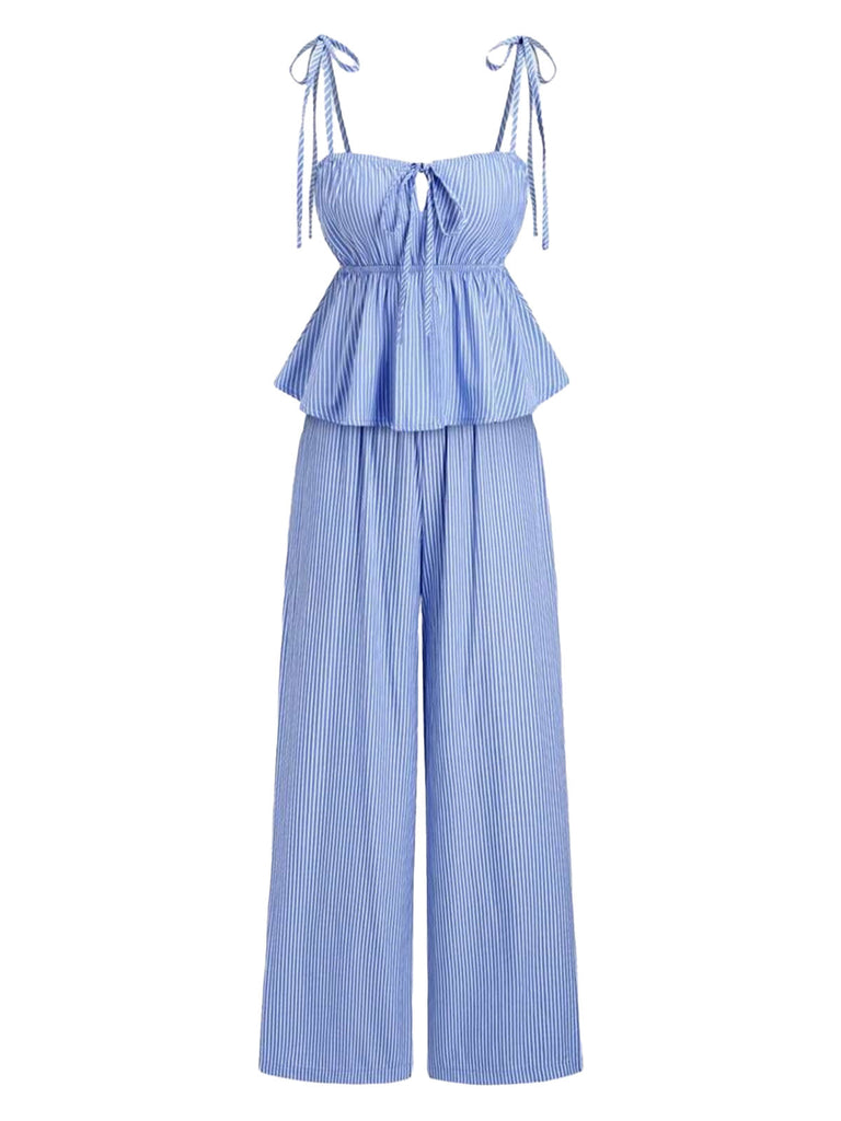 Hellblaue 50er Hose mit Schleife und Bindeband