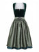 Grünes 50er Oktoberfest-Dirndl & Schürzen-Set mit Samt und Jacquardmuster