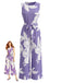 Lila 30er ärmelloser Jumpsuit mit Blumen-Print
