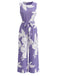 Lila 30er ärmelloser Jumpsuit mit Blumen-Print