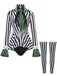 50er Beetlejuice-inspiriertes Bodysuit-Kostüm mit Streifen