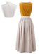 Gelbes 50er Kleid mit Eckiger Ausschnitt und Spitze
