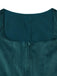 Blaugrünes 2-teiliges 50er Kleid mit Blumen-Schürze