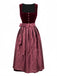 Weinrotes 50er 2PCS Samtkleid mit Schürze