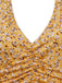 Gelbes 50er Kleid mit Streublumen und Neckholder