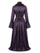 30er Gothic Maxikleid mit Blumen und Glockenärmeln