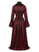 30er Gothic Maxikleid mit Blumen und Glockenärmeln
