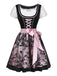 50er Kleid mit Eckiger Ausschnitt und Blumen
