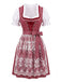 Rotes 50er Oktoberfest-Dirndl-Set mit Blumenmuster und Pufftop