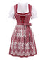 Rotes 50er Oktoberfest-Dirndl-Set mit Blumenmuster und Pufftop