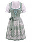 Grünes 50er Oktoberfest-Dirndl-Set mit Blumenmuster und Pufftop