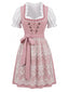 Rosa 50er Oktoberfest-Dirndl-Set mit Blumenmuster und Pufftop