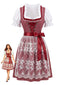 Rotes 50er Oktoberfest-Dirndl-Set mit Blumenmuster und Pufftop