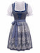Blaues 50er Oktoberfest-Dirndl-Set mit Blumenmuster und Pufftop