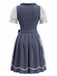 Blaues 50er Oktoberfest-Dirndl-Set mit Blumenmuster und Pufftop