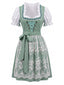 Grünes 50er Oktoberfest-Dirndl-Set mit Blumenmuster und Pufftop