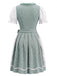 Blaues 50er Oktoberfest-Dirndl-Set mit Blumenmuster und Pufftop