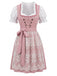 Blaues 50er Oktoberfest-Dirndl-Set mit Blumenmuster und Pufftop
