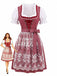 Blaues 50er Oktoberfest-Dirndl-Set mit Blumenmuster und Pufftop