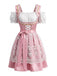 Rosa 50er Oktoberfest-Dirndlkleid mit Cold-Shoulder und Spitzenschürze