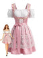Rosa 50er Oktoberfest-Dirndlkleid mit Cold-Shoulder und Spitzenschürze