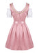 Rosa 50er Cold-Shoulder Kleid mit Stickerei und Puffärmel